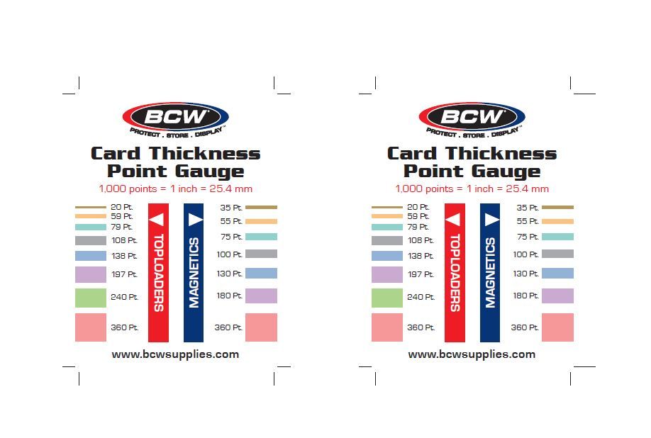 Card Thickness Point Gauge Cards Info